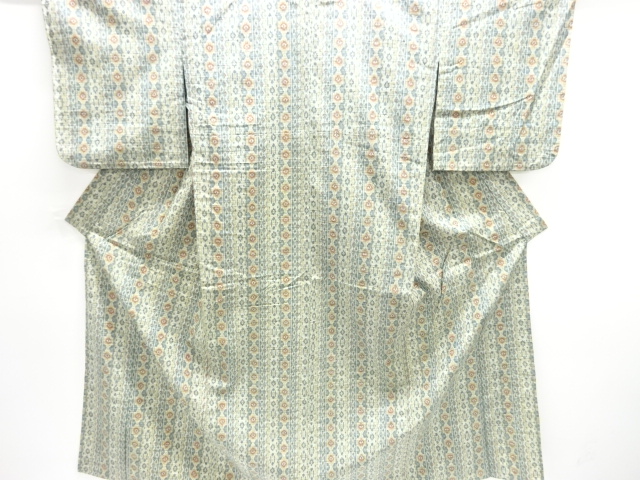 幾何学模様織り出し手織り紬単衣着物